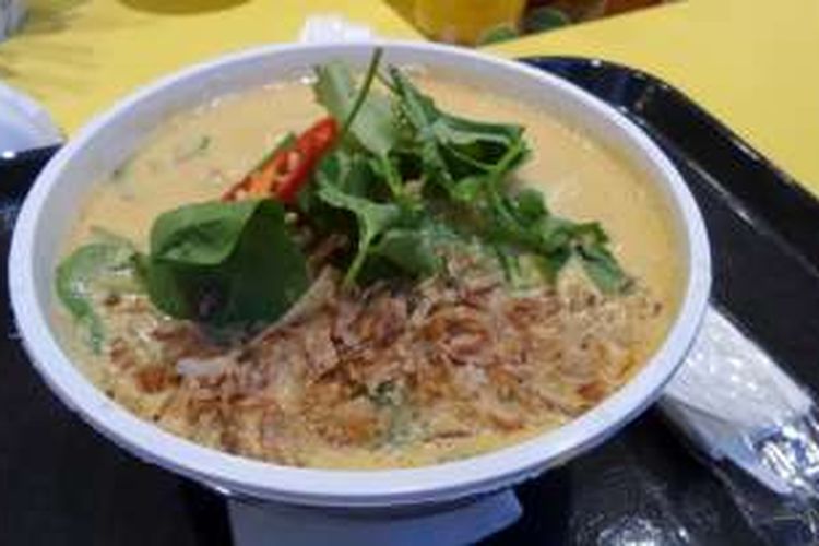 Laksa yang dijual di Restoran Indo Cafe, restoran Indonesia pertama di Canberra, Australian Capital Territory, Australia.