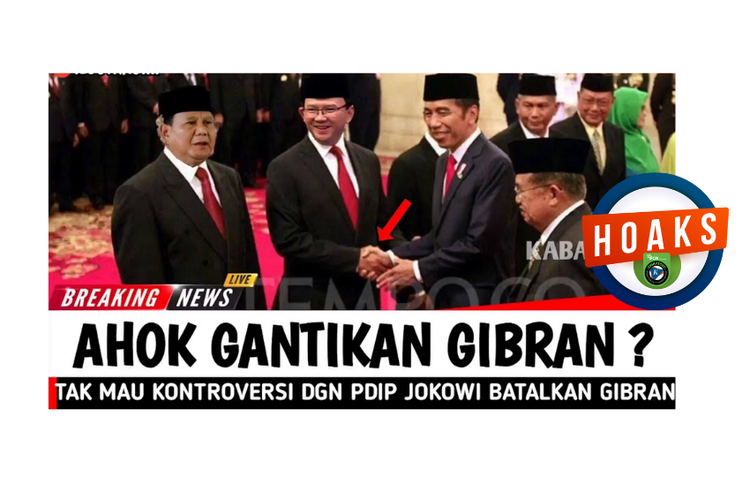 Hoaks, Ahok gantikan Gibran sebagai cawapres Prabowo