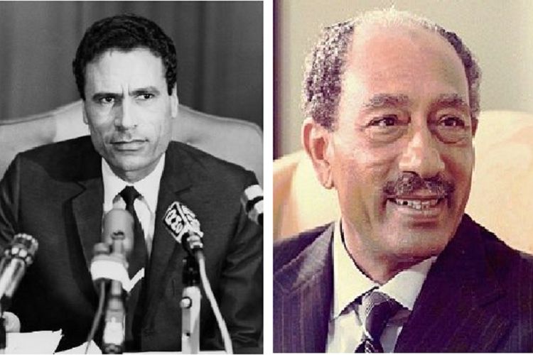 Presiden Libya Moammar Khadafi dan Presiden Mesir Anwar Sadat.