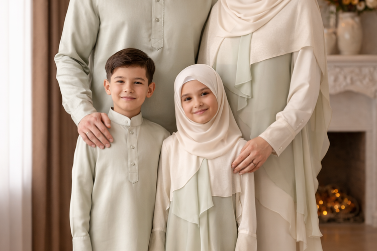 Tren baju lebaran keluarga sarimbit silk layer