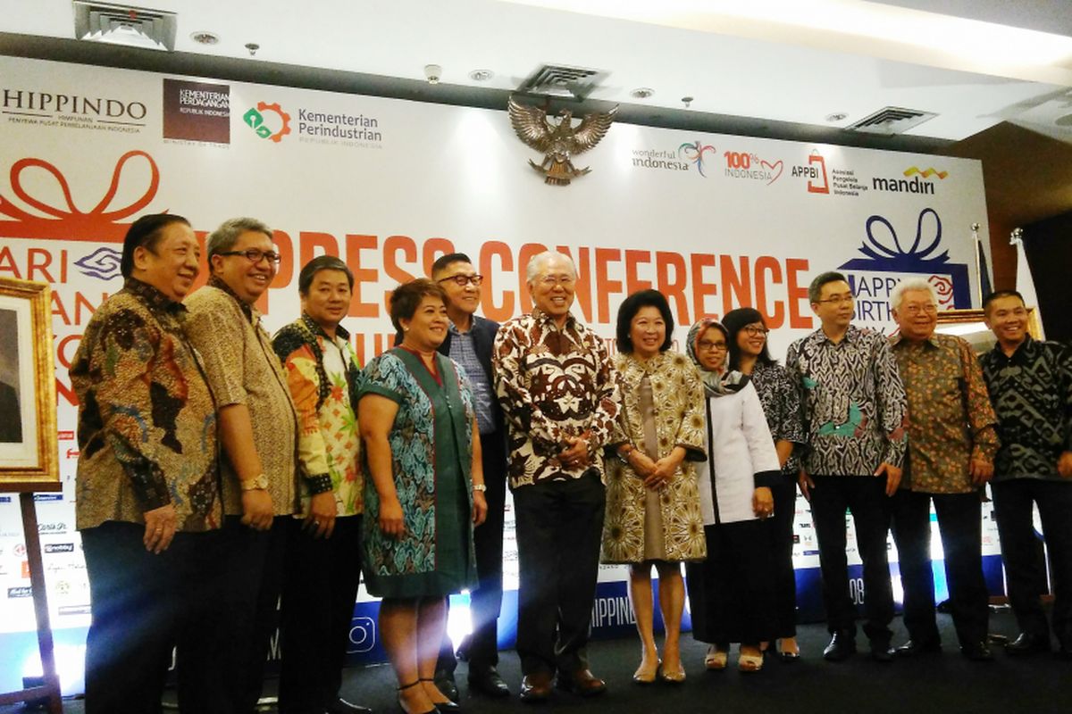 Konferensi Pers Himpunan Penyewa Pusat Perbelanjaan Indonesia (HIPPINDO) terkait acara Hari Belanja Diskon Indonesia (HBD Indonesia) di Kemendag, Senin (17/7/2017).