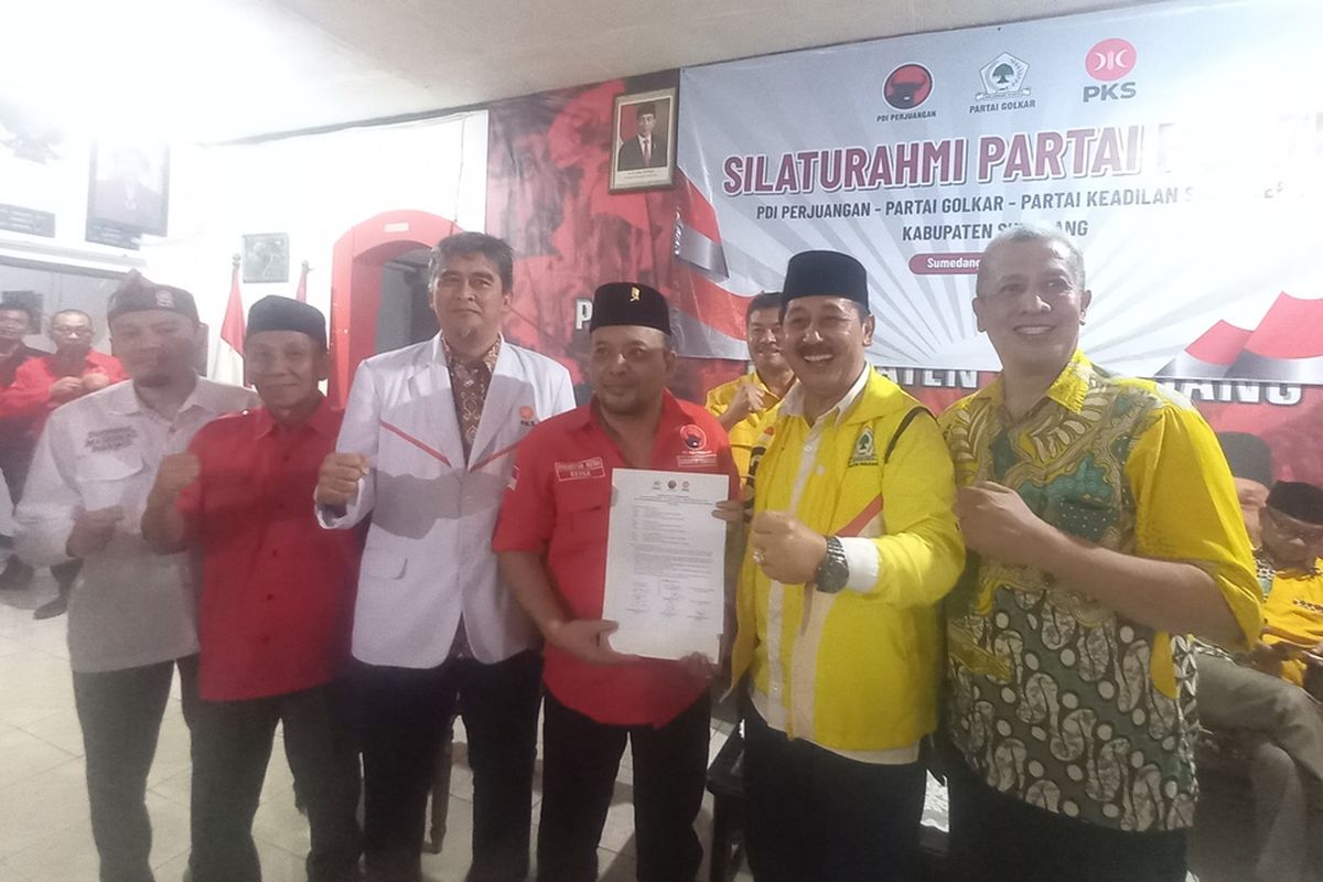 PDI-P, Golkar, PKS tandatangani MoU untuk berkoalisi di Pilkada Sumedang 2024, November mendatang.  