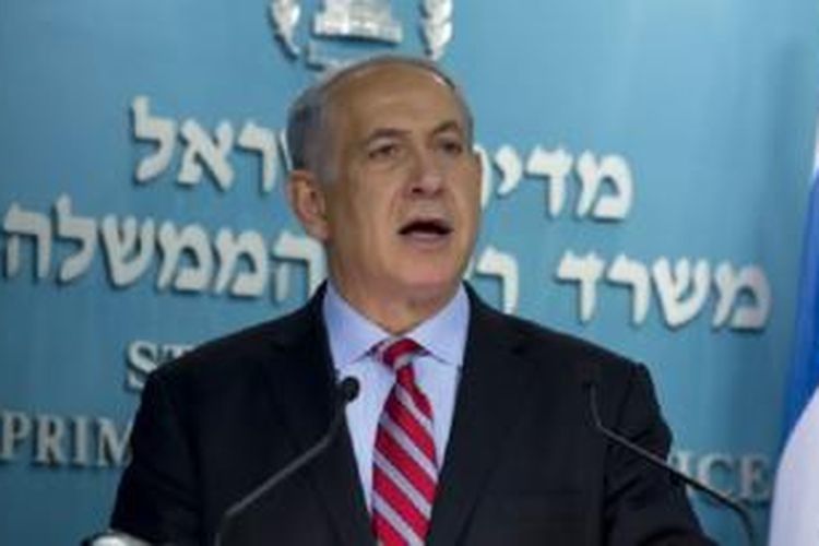 PM Israel Benjamin Netanyahu memberikan pernyataan mengenai kesepakatan soal program nuklir Iran di Yerusalem (24/11). 