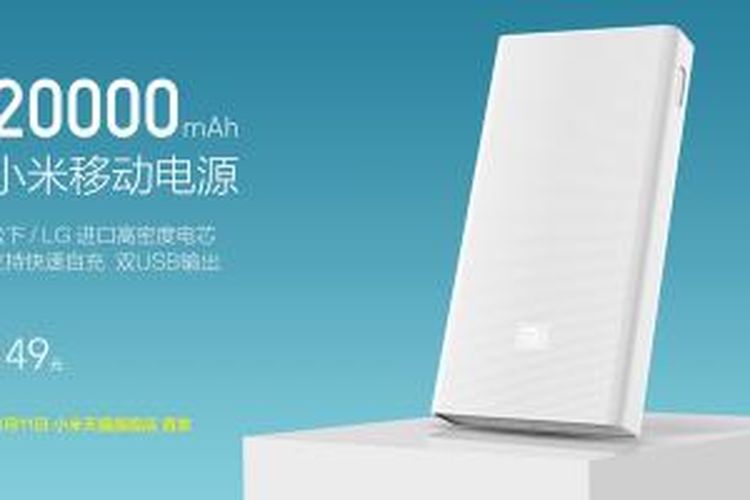 Powerbank terbaru Xiaomi memiliki kapasitas 20.000 mAh