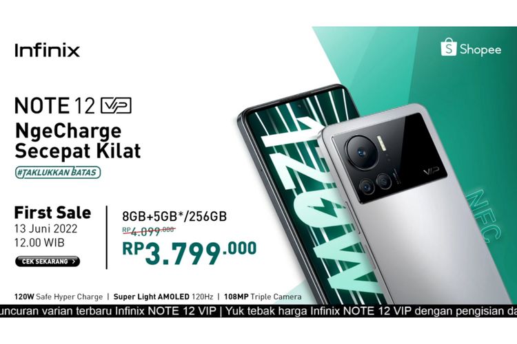 Harga Infinix Note 12 VIP di Indonesia.