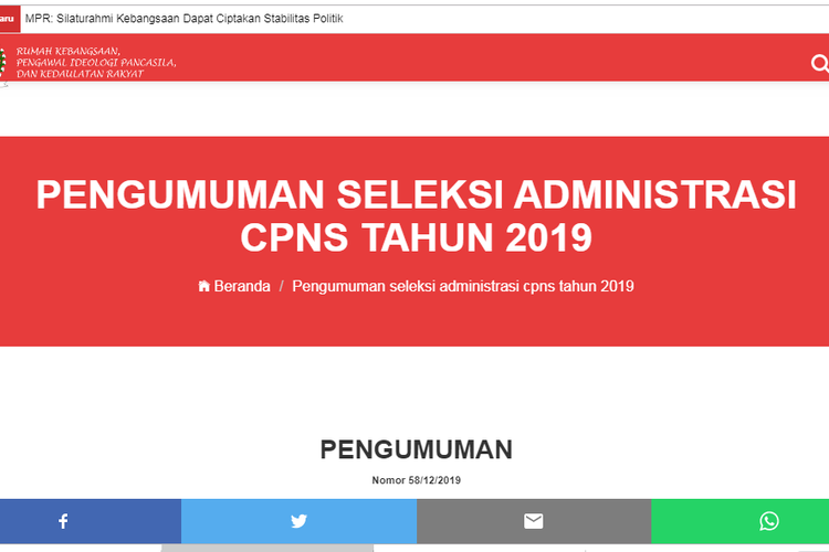 Pengumuman Lulus Cpns 2019 Dki1 Com