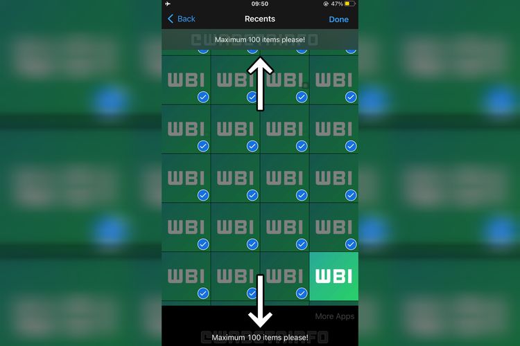 Ilustrasi fitur upload gambar atau foto di WA hingga 100 foto atau video sekaligus.