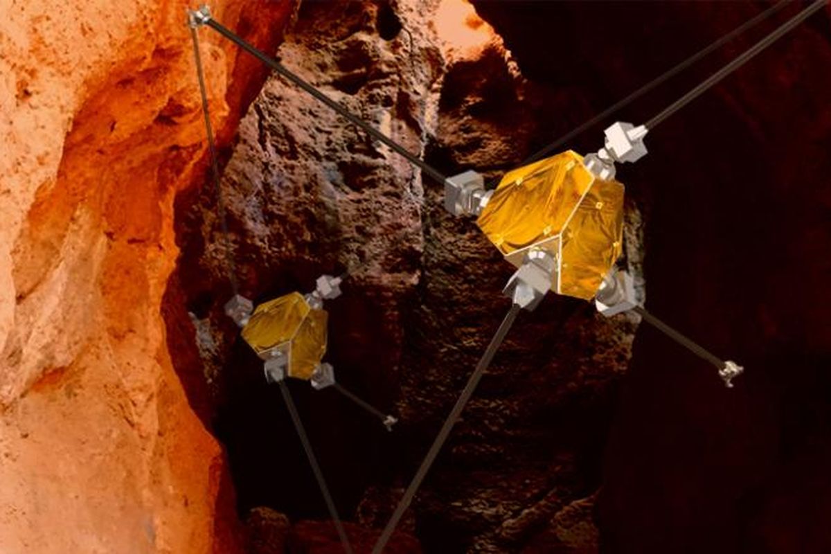 Ilustrasi ReachBot. Robot yang dikembangkan ilmuwan untuk mencari bukti kehidupan di Mars. Robot ini dirancang untuk dapat merangkak di bawah permukaan planet Mars dan gua-gua di planet tersebut.