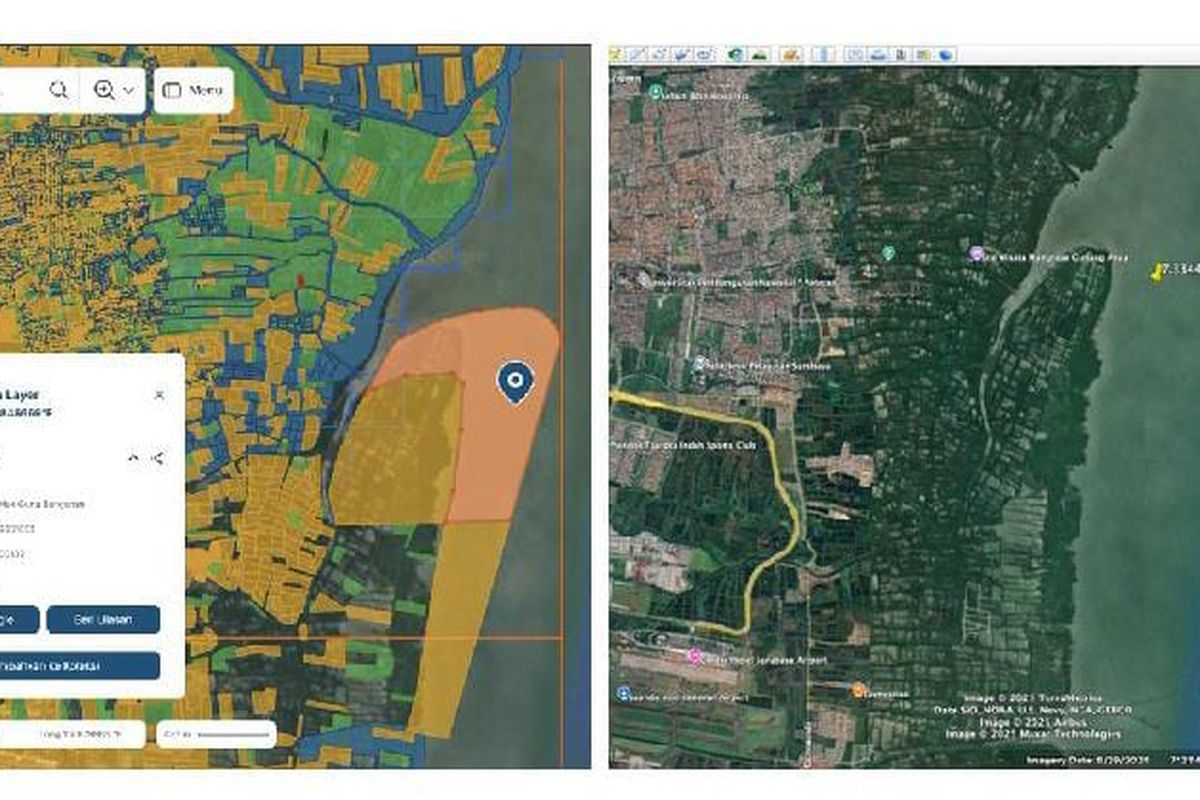 Penemuan HGB 656 hektare di wilayah perairan pesisir Timur Surabaya yang diungkapkan akademisi Unair, Selasa (21/1/2025).