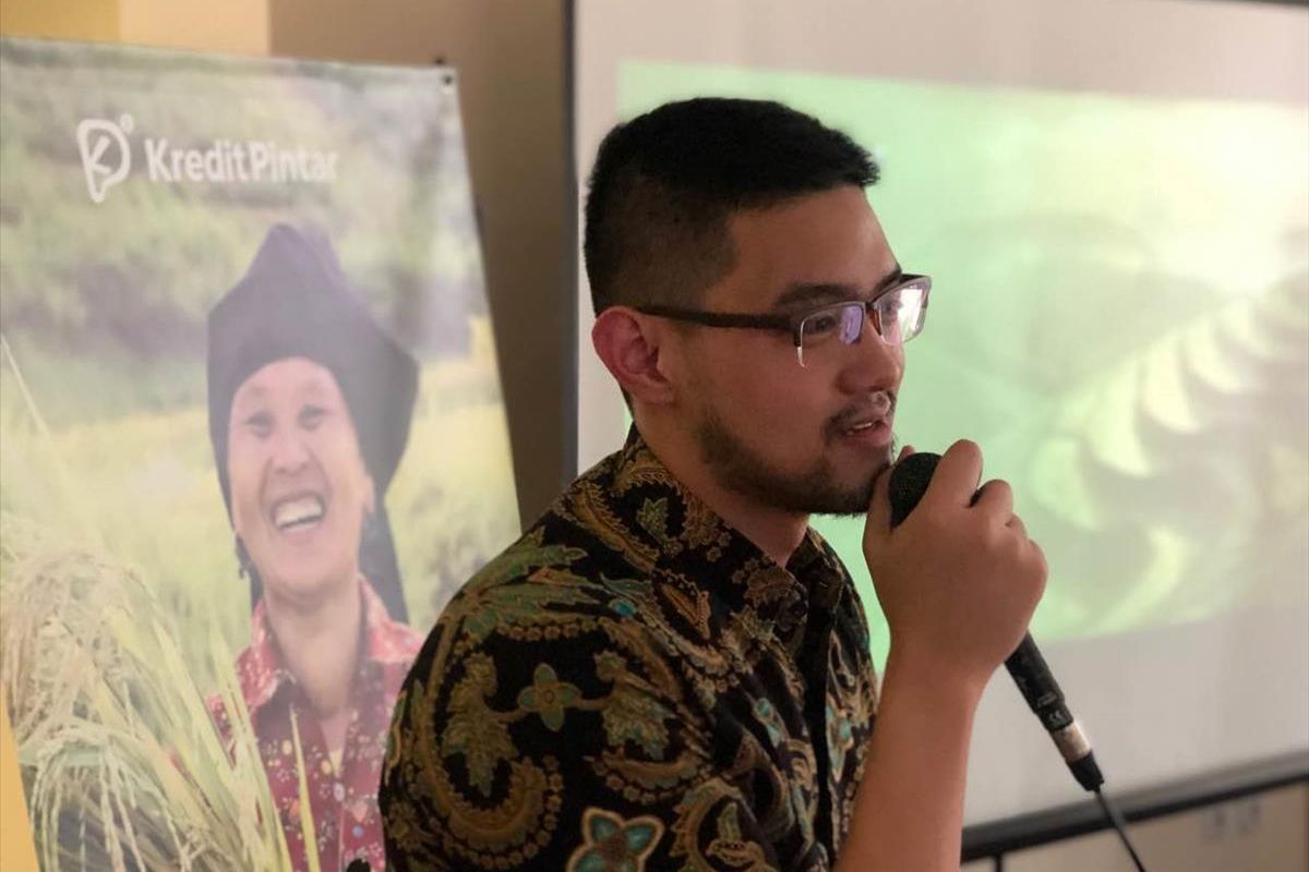 CEO Kredit Pintar Wisely Reinharda Wijaya memberi penjelasan saat perluncuran Program Kredit Pintar di Jakarta, Rabu (22/5/2019).