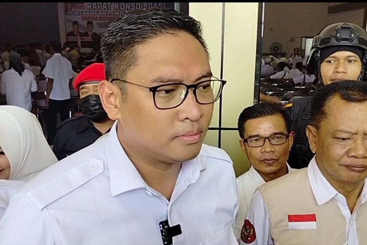 Ketua DPD Partai Gerindra Jateng, Sudaryono  usai Rapat Konsolidasi Pemenangan Pemilu 2024 di Gedung Islamic Center, Brebes, Jateng, Kamis (9/11/2023).