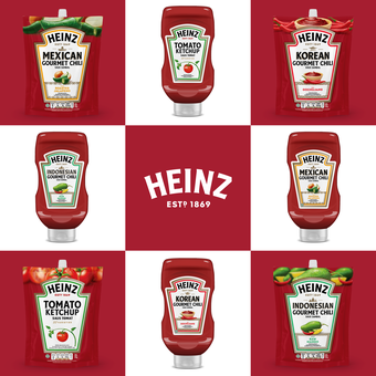 Saus produksi Heinz. Heinz sejatinya sudah memproduksi saus inovatif sejak 1869.
 
