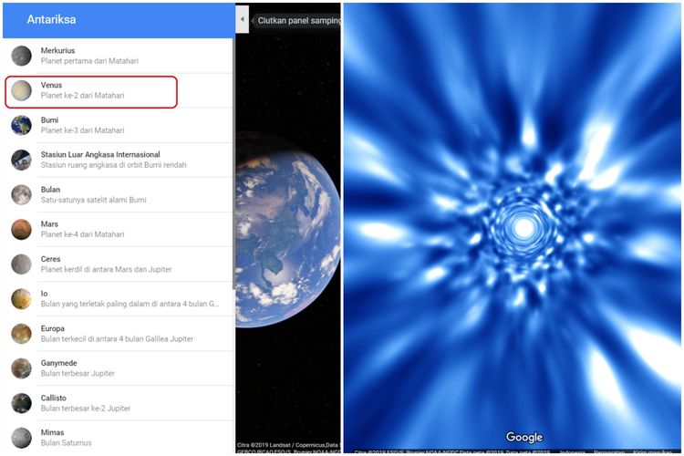 Cara menjelajah planet di Google Maps.