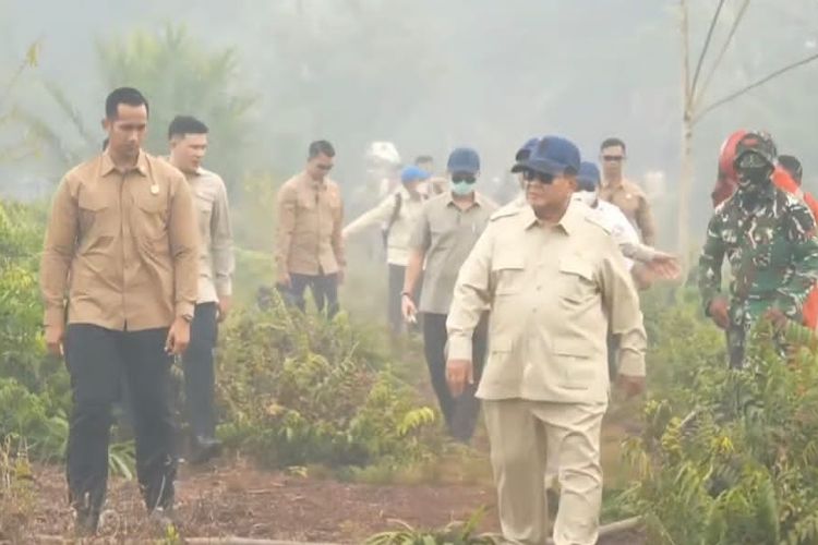 Prabowo Tinjau Karhutla di Kalbar, Pusat Bakal Kerahkan 12 Helikopter Water Bombing