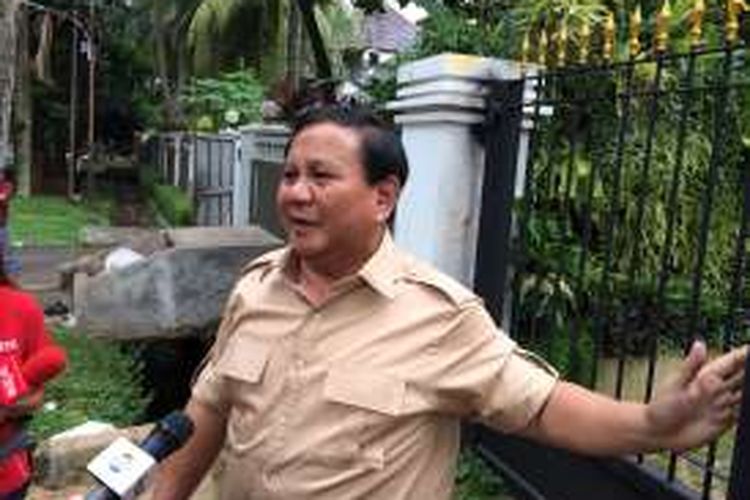 Ketua Umum Partai Gerindra Prabowo Subianto di Jalan Kertanegara, Jakarta Selatan, Kamis (22/9/2016).