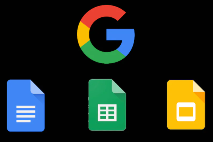 Ilustrasi dark mode di Google Docs, Sheets, dan Slides.