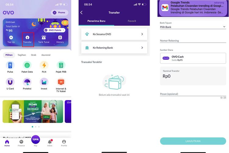 Ilustrasi cara transfer Ovo