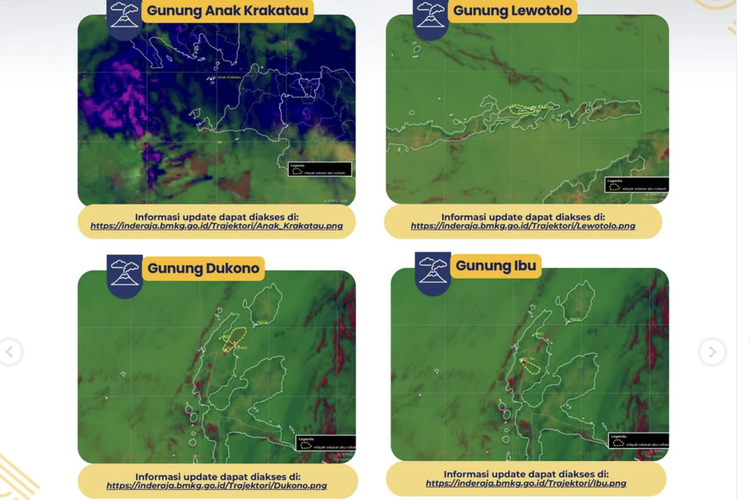 BMKG Ungkap Sebaran Abu Vulkanik 5 Gunung Api, Cek Wilayah Terdampak