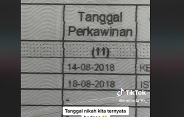 Tangkapan layar video TikTok yang menayangkan tanggal pernikahan antara suami dan istri berbeda, apakah bisa diganti?