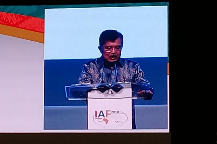 Wapres Jusuf Kalla saat membuka IAF 2018 di Nusa Dua, Bali, Selasa (10/4/2018).