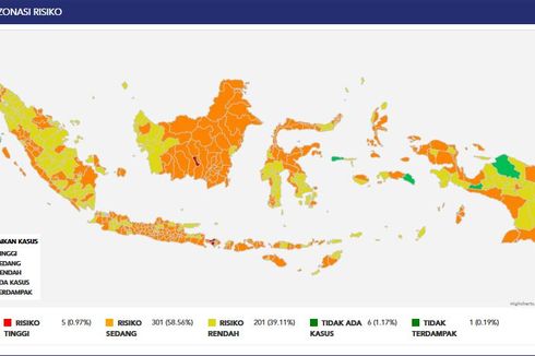 Tersisa 5 Daerah Zona Merah Covid-19 di Indonesia, Mana Saja?
