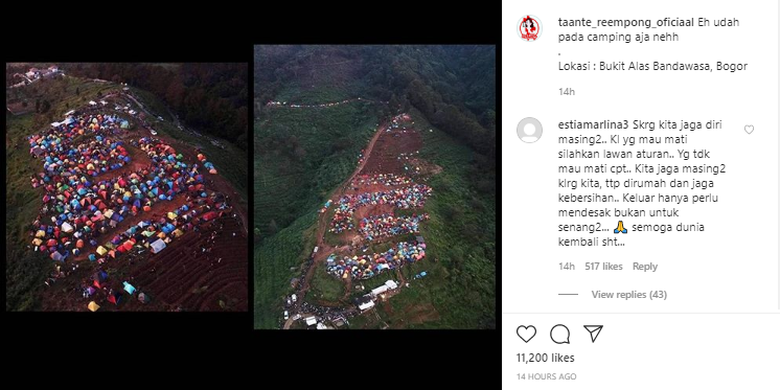 Salah satu unggahan yang membagikan foto yang mendokumentasikan suasana di Bukit Alas Bandawasa, Bogor, Jawa Barat.