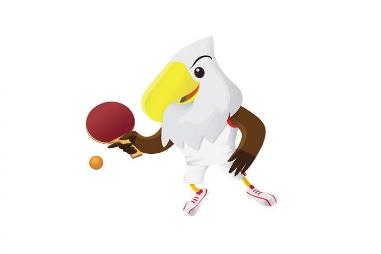 lustrasi maskot Asian Para Games 2018, Momo, untuk cabang olahraga tenis meja.