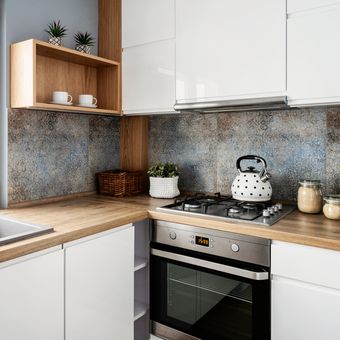 Ilustrasi dapur kecil bergaya minimalis. 