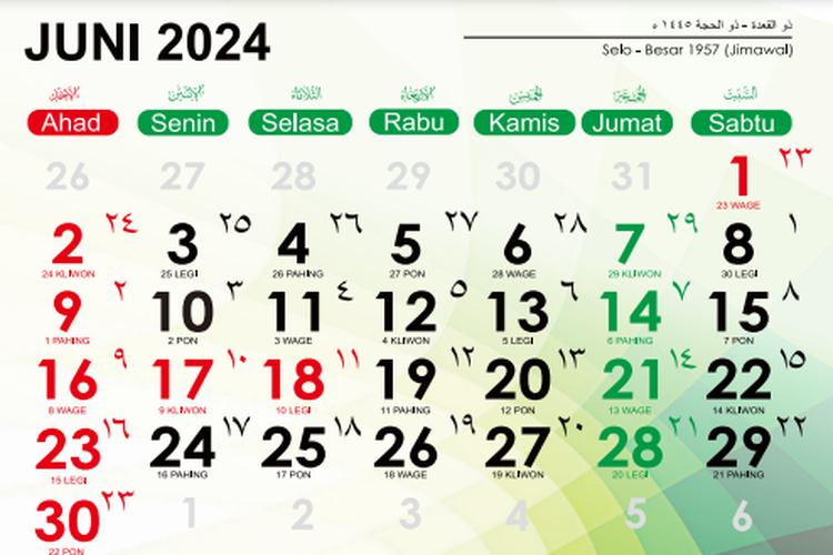 Daftar Libur Nasional dan Cuti Bersama Juni 2024, Ada 3 Tanggal Merah