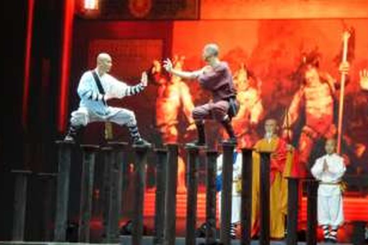 Pertunjukan Soul of Shaolin di Istora Senayan, Jakarta Pusat, Rabu (13/4/2016).