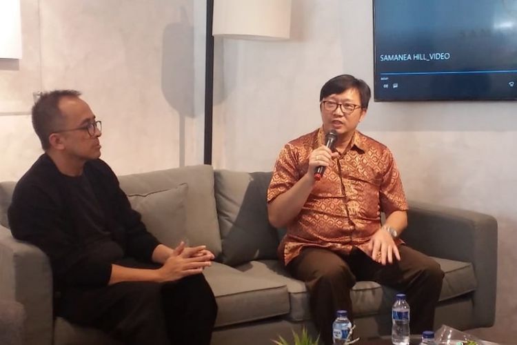 Presiden Direktur Samanea Hill Haryanto Tiono (kanan) dalam perbincangan dengan media, di Alam Sutera, Tangerang, Rabu (17/10/2018).