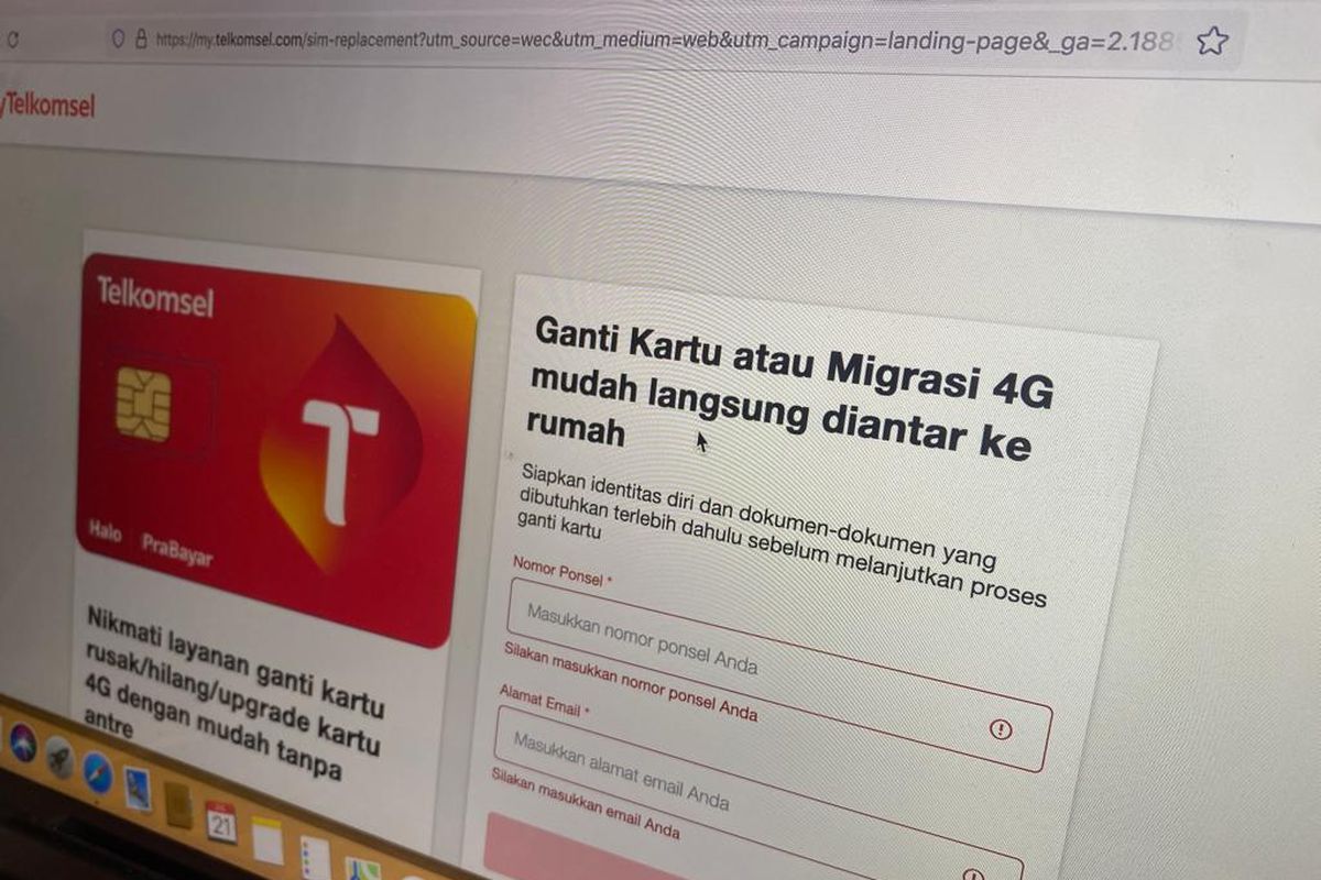 Halaman website GraPARI Online buat upgrade kartu Telkomsel 3G ke 4G.