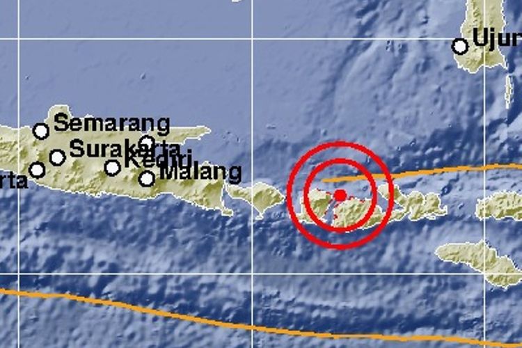 Pusat gempa Lombok 19 Agustus 2018 pukul 21.56 WIB