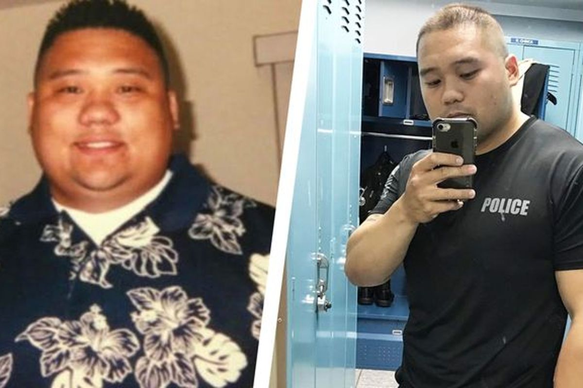 Matthew Galit sebelum dan sesudah penurunan berat badan.