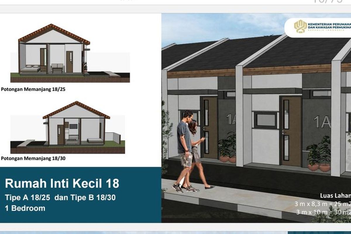 Ilustrasi rumah subsidi 18 meter persegi.