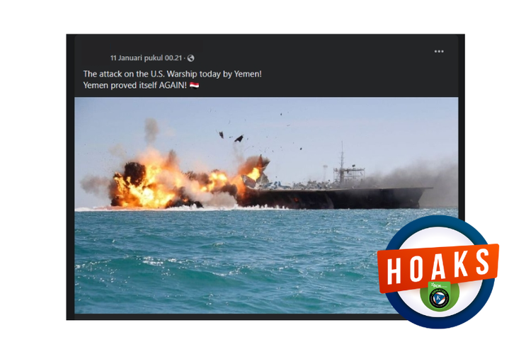 Hoaks, kapal perang AS meledak setelah diserang Yaman