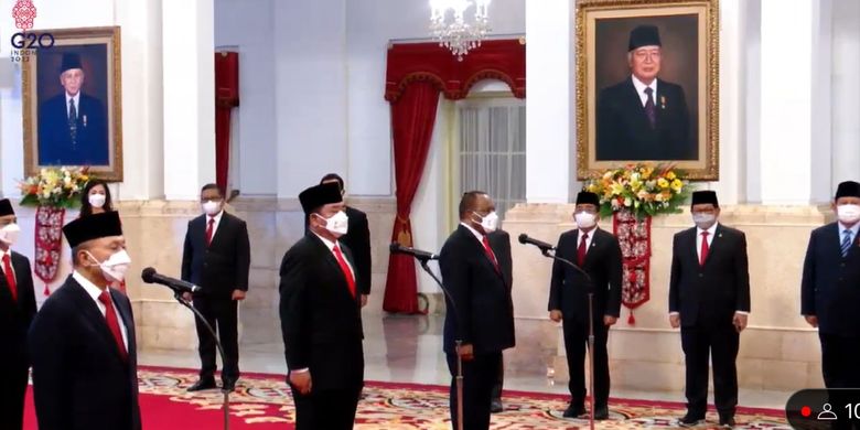 Pelantikan Menteri dan Wakil Menteri Kabinet Indonesia Maju di Istana Negara, Jakarta, Rabu (15/6/2022)