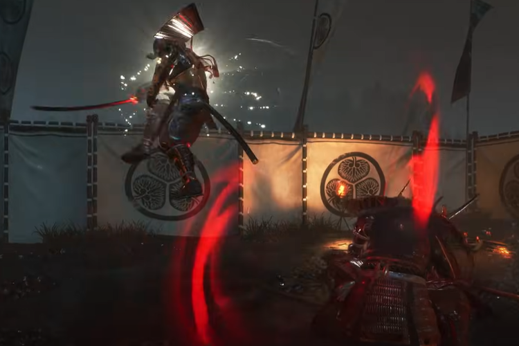 Karakter yang berubah dari Ninja menjadi Samurai ketika bertarung di Nioh 3.