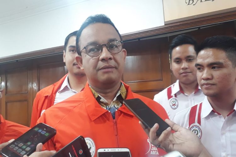 Gubernur DKI Jakarta Anies Baswedan di Balai Kota DKI Jakarta, Jalan Medan Merdeka Selatan, Jumat (14/2/2020).
