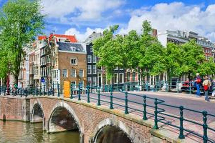 Kanal di Kota Amsterdam, Belanda.