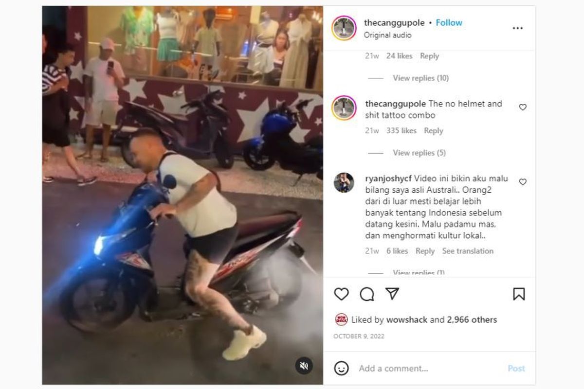 Kelakuan turis di Bali yang mengendarai motor secara ugal-ugalan