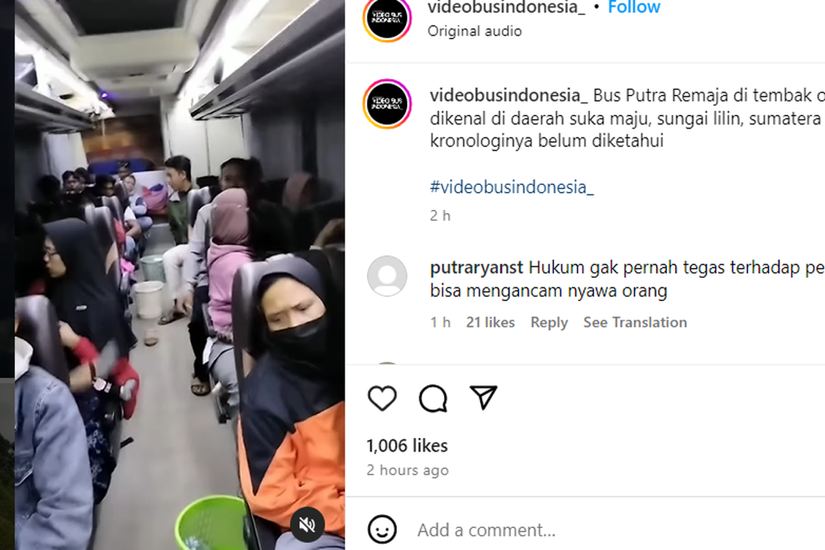 Cuplikan video penumpang bus PO Putra Remaja panik ada seseorang yang menembak