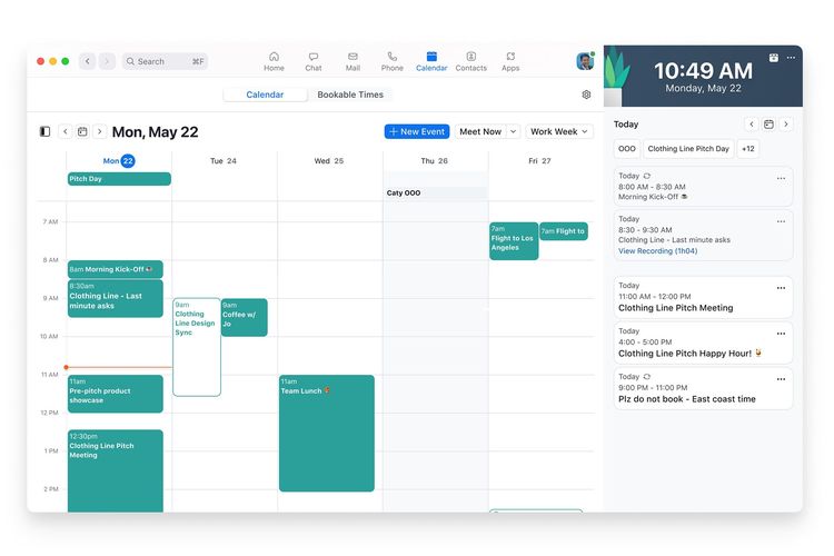 Tampilan fitur baru Zoom Calendar versi beta di aplikasi Zoom desktop.