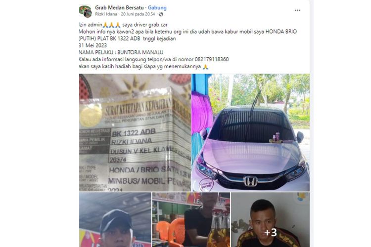 Seorang sopir taksi online asal Kota Medan mengaku, mobilnya diduga dibawa kabur oleh oknum prajurit TNI sejak Rabu (31/5/2023).