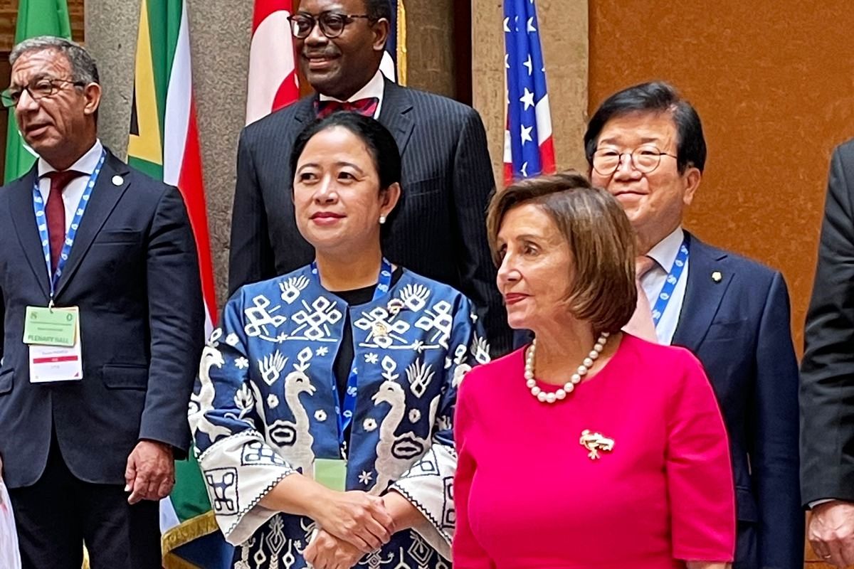 Ketua Dewan Perwakilan Rakyat (DPR) Republik Indonesia (RI) Puan Maharani dalam acara Seventh Group of 20 Parliamentary Speakers? Summit (P20) di Roma, Italia.