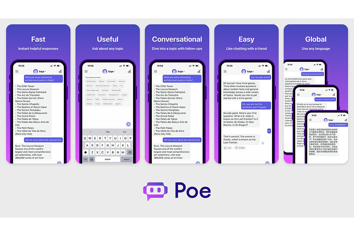 Tampilan chatbot kecerdasan buatan (AI) bikinan Quora, Poe