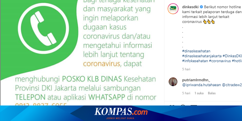Cari Informasi Atau Curiga Virus Corona Hubungi Nomor Kontak Ini