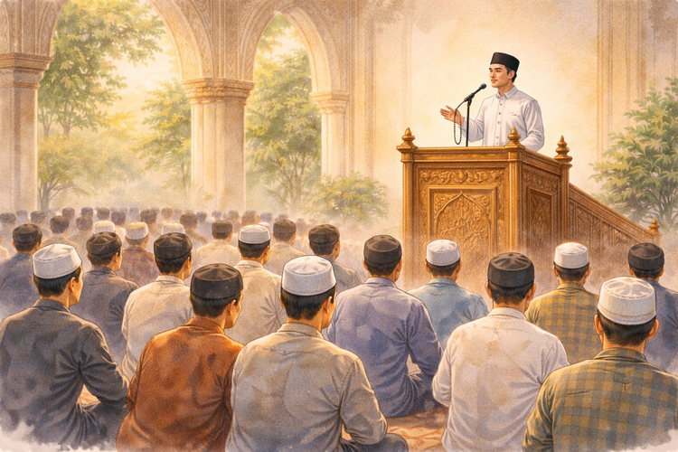 Ilustrasi khutbah idul fitri 2026.
