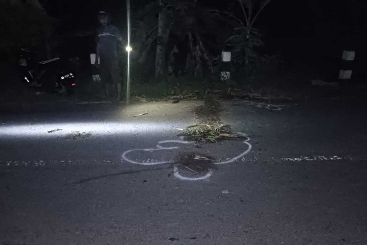 Polisi mengolah tempat kejadian tabrakan di Pedukuhan Ngipikrejo, Kalurahan Banjararum, Kapanewon Kalibawang, Kabupaten Kulon Progo, Daerah Istimewa Yogyakarta.