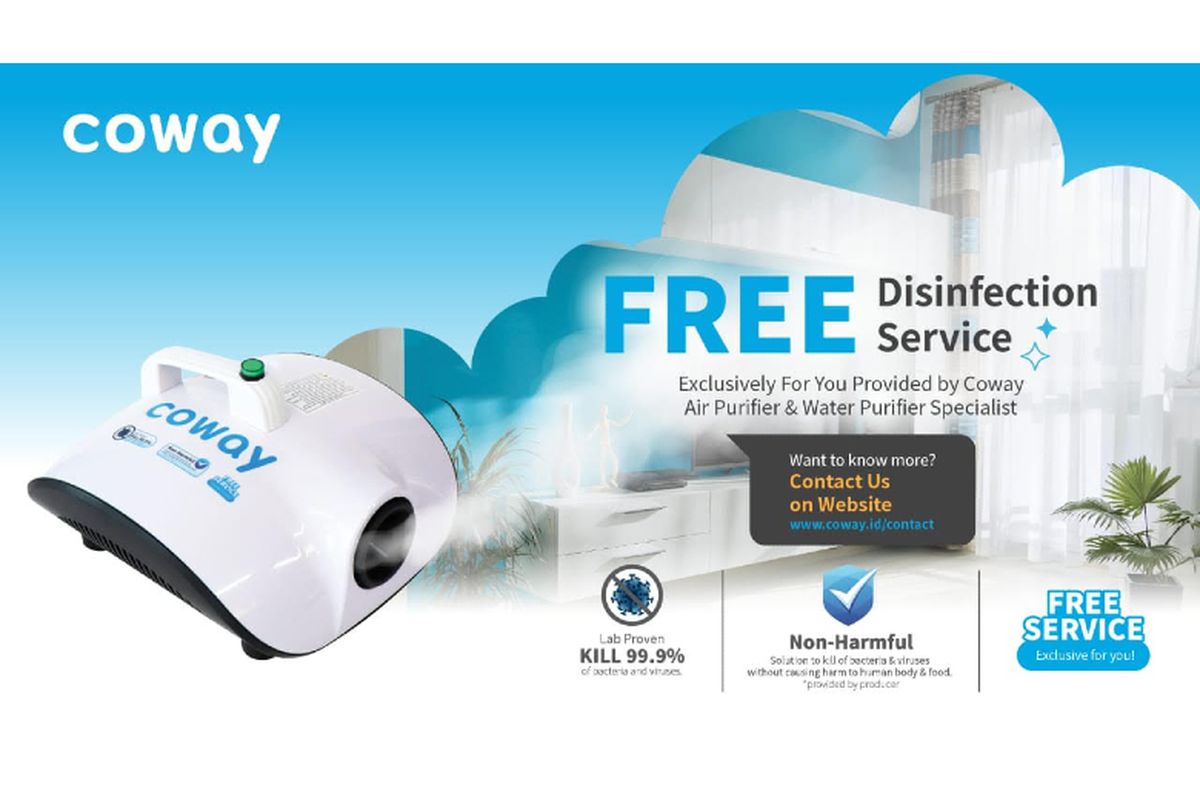 Coway yang telah diakui sebagai salah satu produsen peralatan kesehatan rumah tangga terkemuka di Korea Selatan juga memberikan layanan fogging disinfektan gratis.